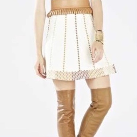 BCBGMaxAzria Dresses & Skirts - bcbgmaxazria Cream/Camel Knit Fit&Flare Skirt Fall